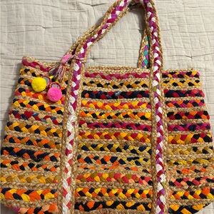 Multicolor Woven Tote Bag